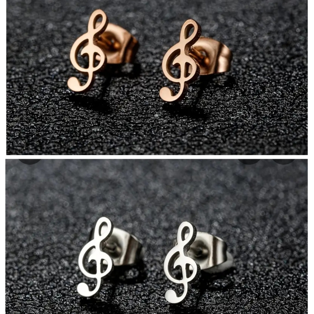 4 for $24 | Musical Note Stainless Steel Stud Earrings